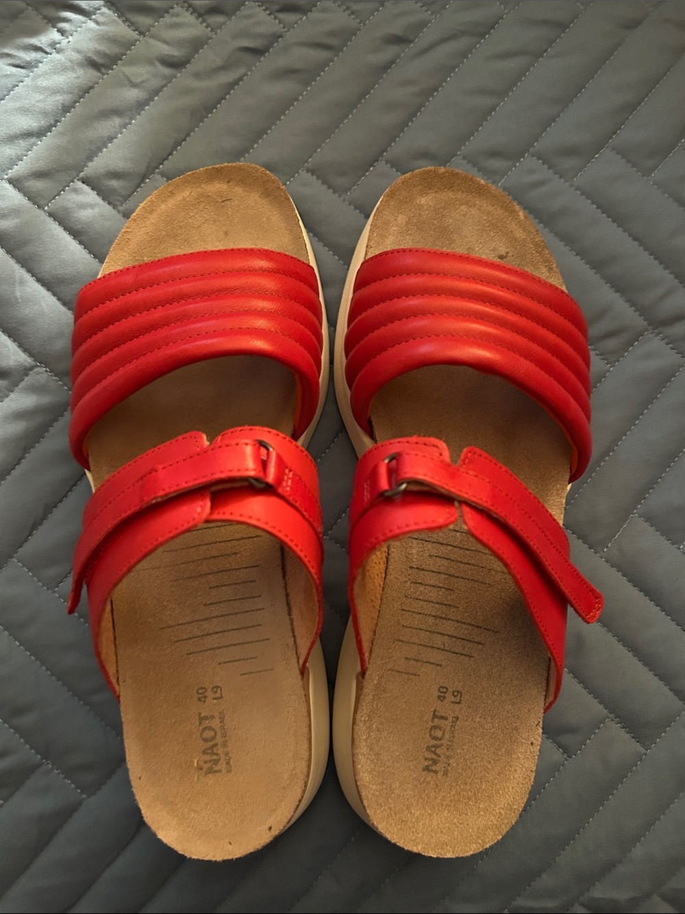 Naot Women's Bright Red Dual-Strap Slide Sandals